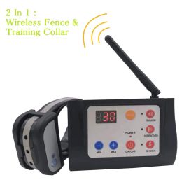 Collars 2 In 1 Pet Dog Wireless Fence Training Collar Outdoor Electric Pet Containment System Waterproof Reflective E Collar Harmless