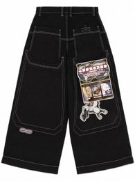 jnco Jeans New Harajuku Hip Hop Retro Skull Graphic Embroidered Baggy Jeans Denim Pants Men Women Goth High Waist Wide Trousers V3Ig#