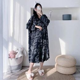 Women's Sleepwear Plus Size 6XL 150KG Women Spring Nightgowns Long Sleeve Cartoon Nightdress Oversized Casual Shirt HomenWear