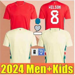 Kids Wales JOHNSON Soccer Jersey 2024 Euro Cup Cymru National Team Men Home Away Football Shirts Kit Full Set Uniform WILLIAMS DAVIES BROOKS WILSON AMPADU