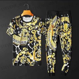 Men's Tracksuits European and American mens casual sportswear 2023 spring and autumn new comfortable sportswear slim two-piece suit T240326