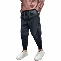 casual Harlan Pants Men Korea Fi Streetwear Harajuku Loose Trousers Solid Sweatpants Men Jogging Pants Black Elastic Homme 78Cw#