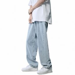 straight Jeans Men Wide Jeans Blue Loose Denim Trousers Neutral Jean Streetwear Casual Man Pants Hip Hop Baggy jeans q1Nz#