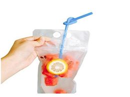 Plastic Drinking Pouch Flasks Juice Container Leakproof Liquor Pouch Reusable Flask Bags Clear Foldable With Funnel Irqio9392981