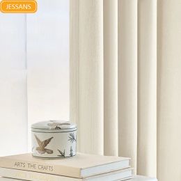Curtains Full shading thick living room bay window macaron light luxury cotton linen chenille Curtains for Living dining room bedroom