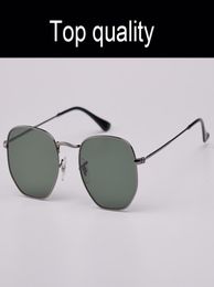 Top Quality Hexagonal Metal 3548 Sunglasses Men Women Flatl Glass Lenses luxury brand Sun Glasses for Man Woman with Leather Case7502070