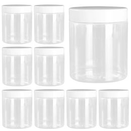 Jars 12Pcs 250ml Clear Plastic Jar With White Lid Candy Grain Storage Jars Cosmetic Face Cream Sample Bottle Kitchen Food Containers