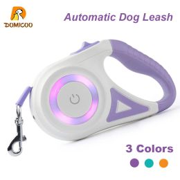 Leashes Retractable LED Dog Leash with Flashlight, Walking Nylon Rope, Automatic Dog Lead, Fashion Light Straps for Puppy, 16ft