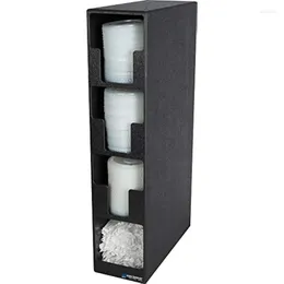 Kitchen Storage Lid And Straw Tower With 3 Compartments 1 Compartment Plastic 24.5x5.5x13 Inches Black