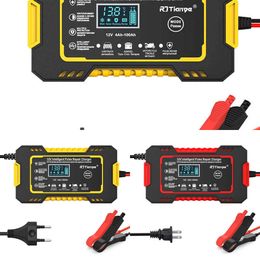 Update 12V 6A Automotive Battery Intelligent Charger With LCD Touch Screen For Pulse Repair Wet Dry Lead Acid