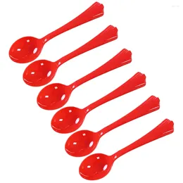 Disposable Flatware 20pcs Wedding Plastic Spoons Creative Festive Red Soup Spoon Tableware Cutlery Party For Home Restaurant