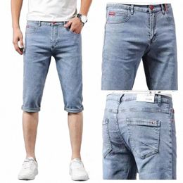 good Quality Light Blue Denim Shorts Men's Slim Stretch Summer Fi Seven-point Pants New Arrival Casual Jean Shorts Male Z6oB#