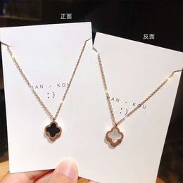 2023 Best Selling Fashion Double-sided Clover Alloy Zircon Pendant Necklace Jewellery for Women