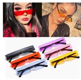 Whole Rectangle Sunglasses Women 2021 Brand Designer Red Pink Clear Small One Piece Sun Glasses Punk Shade UV400 Bulk2152536