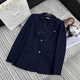 Women's Suits & Blazers designer brand Spring/Summer New Pra High end, Simple and Versatile, Elegant Style, Button Letter Flip Collar, Suit Coat for Women D2T3