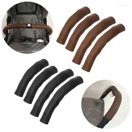 Stroller Parts 4 Pc Baby Handle PU Leather Pushchair Armrest For Case Protective Cover 066B