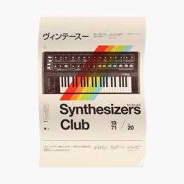 Calligraphy Synthesisers Club Poster Funny Picture Wall Modern Art Decoration Room Home Vintage Decor Painting Print Mural No Frame