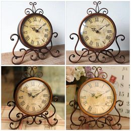 Table Clocks Non-ticking Clock Vintage Home Decor Living Room Bedroom Classical Desk Bedside Pastoral