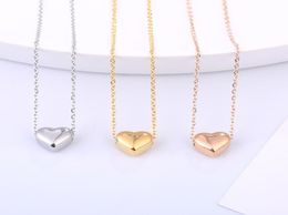 3 Colors Girls Love Necklaces Gold Plated Heart Shaped Pendant Clavicle Chain Necklace Solid Love Bangle Bracelets Fashion Jewelry4549340