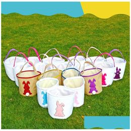 Handbags Easter Rabbit Basket Handbag Bunny Bags Rabbits Printed Canvas Tote Bag Egg Candies Baskets 4 Colours Drop Delivery Baby Kid Dhnqx