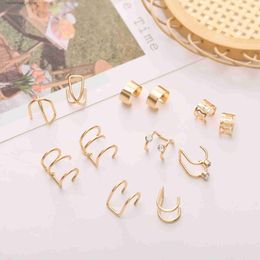 Ear Cuff Ear Cuff 12 pieceset punk simple packaging earring set suitable for women to clip on earrings unperforated earring cuffs fashionable womens jewelry gifts Y2