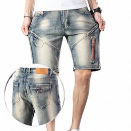 new Style Patchwork Retro Distred Denim Shorts Jeans Men Regular Fit Straight Summer High Street Trendy Brand Short Pants v6hC#