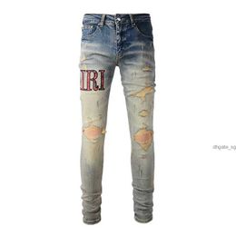 designer jeans men letter brand white black rock revival trousers biker Pants man pant Broken hole embroidery Size 28-40 Quality top 877949913