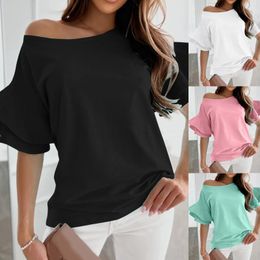 Women's Blouses Women Daily Summer Shirts Round Neck Solid Tops Elegant Bell Short Sleeve Workout Shirt Casual Tunic For To Wear