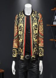 Luxury Gold Print Bomber Jacket Men Royal Men Casual Coats Windbreaker Clothes Streetwear Social Men039s High Quality Jacket Y26562808