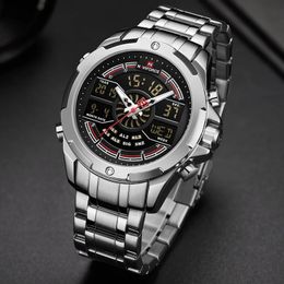 NAVIFORCE Watch Men Top Brand Luxury Stainless Steel Quartz Mens Watches Blue Waterproof Sports Big Wrist Male Clock 240318