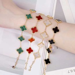Brand charm Van Double sided Four-leaf clover Bracelet for Female High Version White Fritillaria Carnelian Champagne