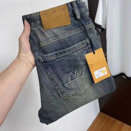 Jeans da uomo stilista classico scritte ricamate in cotone invernale jeans da uomo pantaloni elasticizzati di alta qualità F01K9