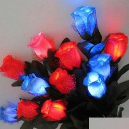 Party Favour Led Light Up Rose Flower Valentines Mothers Day Luminous Engagement Glow Roses Drop Delivery Home Garden Festive Supplies Dhadm