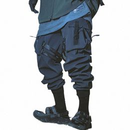 unisex HipHop Functi tattico abbigliamento da uomo Ribb Cargo Pants Harajuku Multi Pocket Jogger Pantaloni elastico in vita Streetwear L9kH #
