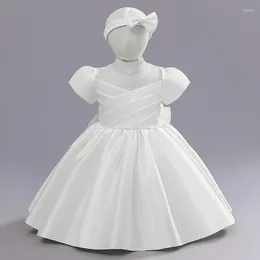 Girl Dresses 1 2 3 4 5 Years Baby Dress Summer Satin Fashion Little Princess Party Hairband Wedding Birthday Gifts Infants Vestidos