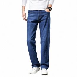 2021 Autunno nuovi uomini Regular Fit Classic Busin Jeans di alta qualità Fi Casual Stretch Denim Pantaloni di marca maschile B0vK #