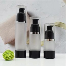 Storage Bottles 30ML Frosted Black Plastic Airless Bottle Silver Line Lotion/emulsion/serum/liquid Foundation/whitening Essence Cosmetic