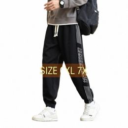 Pantolon erkek 2023 Sweatpants jogger pamuklu pantolon artı boyut 6xl 7xl 8xl Siyah Street Giyim İlkbahar Yaz Günlük Çin Stili V34Q#