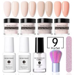 Cross-Stitch Nicole Diary Dipping Nail Powders Set Nude Series Dip Nail Art Glitter Powder Natural Dry Dippping System Powder Kit Decor