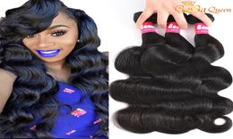 9A Brazilian Peruvian Body Wave Virgin Hair Bundles Indian Malaysian Body Wave Human Hair Weave Bundles Natural Color Gaga Queen7271411