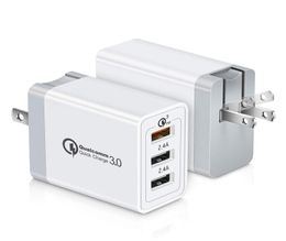 US EU UK plug QC30 Fast Charger 3 Ports USB AC Home travel wall adapter for mobilephones tabletspower banks5969908