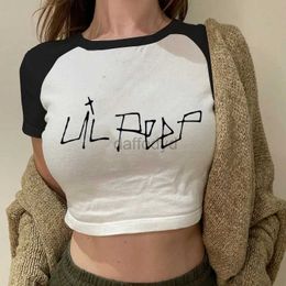 Women's Tanks Camis Summer T-shirt Lil Peep Hip Hop Singer Loose and Fun Letter Printing Harajuku Unique Short Sleeve Crop Top of the line Womens Clothing 24326