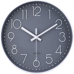 Clocks Accessories 14 Inch Non-Ticking Wall Clock Silent Battery Operated Round Modern Simple Style Decor (Gray)