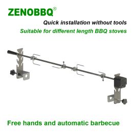 Accessories ZENOBBQ Classic Electric Automatic BBQ Spit Rotisserie Free Length Adjustment Outdoor Cooking Tools Roaster Accessories Grilling