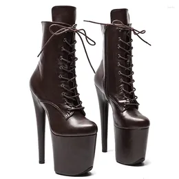 Dance Shoes LAIJIANJINXIA 20CM/8Inch Matte PU Upper Women's Platform Party High Heels Modern Ankle Boots Pole 098
