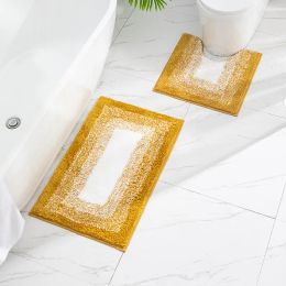 Mats Gradient Colour Bathroom Mat Modern Antiskid Toilet Rugs Set Rectangle U Shape Doormat For Bath Capets Microfiber 50x80 50X50cm
