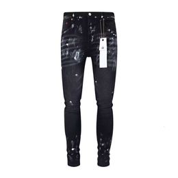High Street Fashion Mens Jeans Worn Out Black Grey Paint Inkjet Slim Fit PURPLE Jeans Mens Fashion