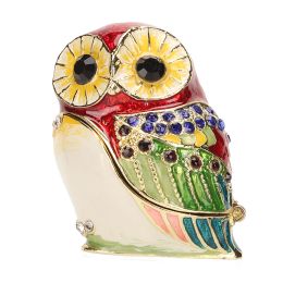 Miniatures Metal Trinket Box Elegant Jewelry Box Owl Shape Zinc Alloy Beautiful Shiny Exquisite for Dressing Table