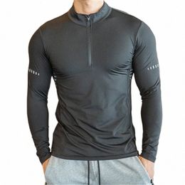 men Compri Running T Shirts Fitn Tight Lg Sleeve Sports Shirt Training Jogging Gym Quick Dry Sportswear Sport Tees Man u6Tn#
