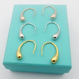 10-year-old factory wholesale 316L stainless steel T-letter brand smooth water drop coil earrings couples gifts with dust bags.